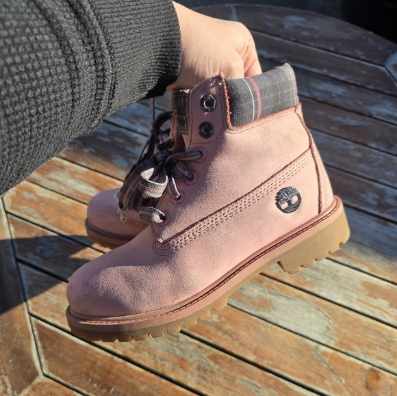 Plaid Timberland Pink boots size 1 girls - Picture 4 of 7